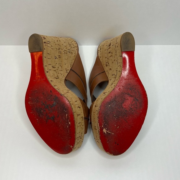 Christian Louboutin Brown Leather & Cork Covered Wedges. Size 8 - Picture 11 of 11